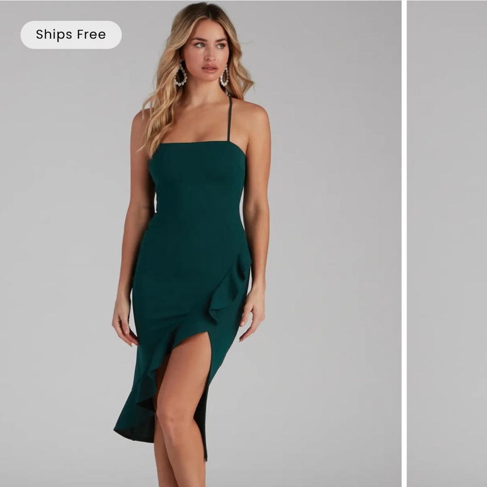 Windsor Add Some Flair Ruffle Detail Midi Dress